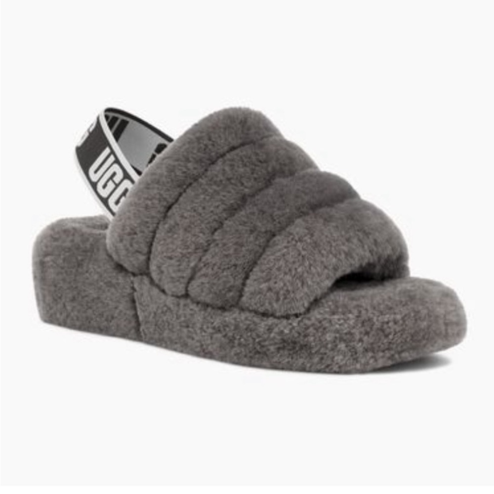 UGG Women's Fluff Yeah Slide Slipper Charcoal Gray